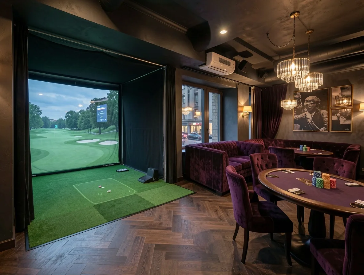 Városi Kert belső tér: golf stúdió és póker szalon
